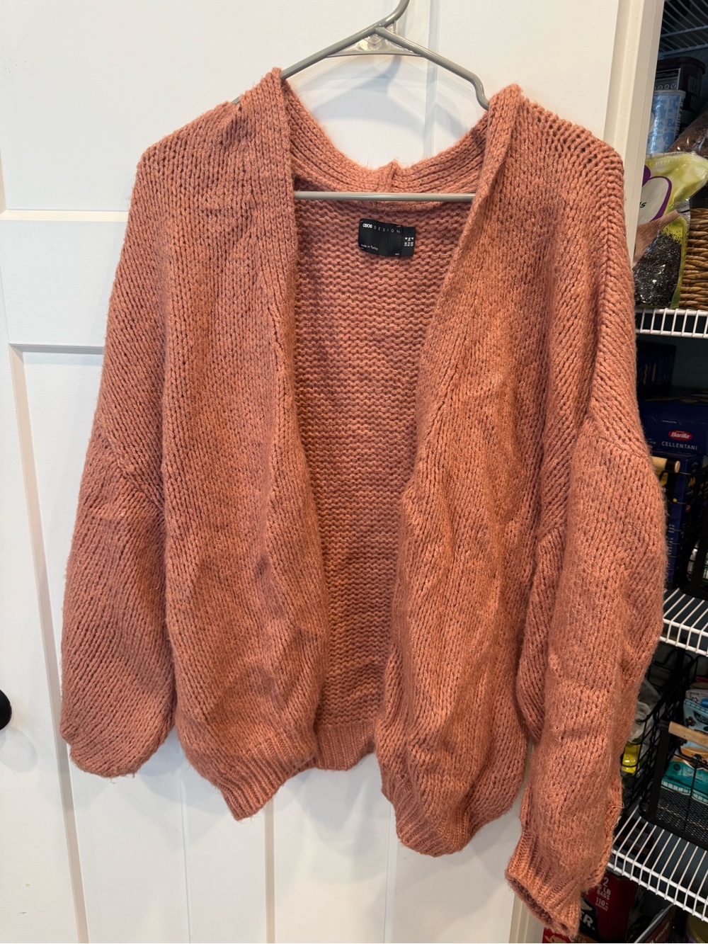 ASOS Open-Front Chunky Knit Cardigan - Rusty Rose